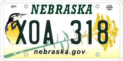 NE license plate XOA318