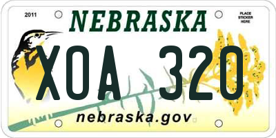NE license plate XOA320