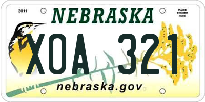 NE license plate XOA321