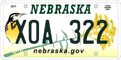NE license plate XOA322