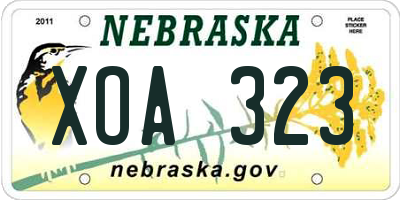 NE license plate XOA323