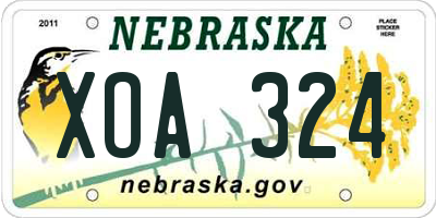 NE license plate XOA324