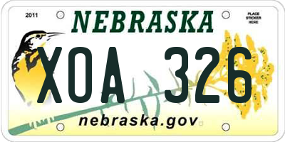 NE license plate XOA326