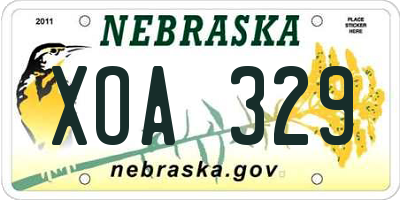 NE license plate XOA329