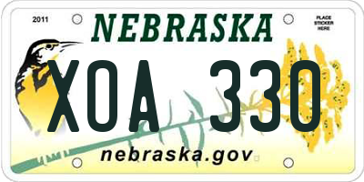 NE license plate XOA330