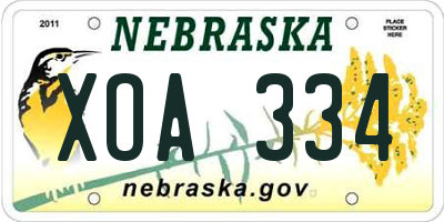 NE license plate XOA334