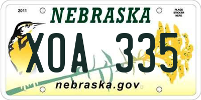 NE license plate XOA335