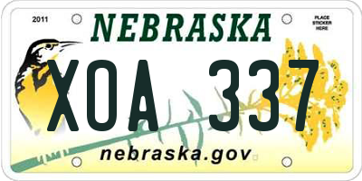 NE license plate XOA337
