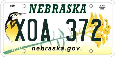 NE license plate XOA372