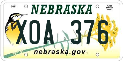 NE license plate XOA376