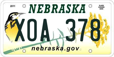 NE license plate XOA378