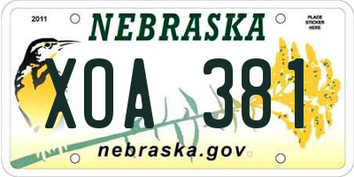NE license plate XOA381