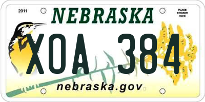 NE license plate XOA384