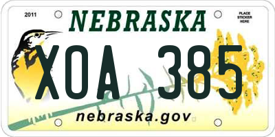 NE license plate XOA385