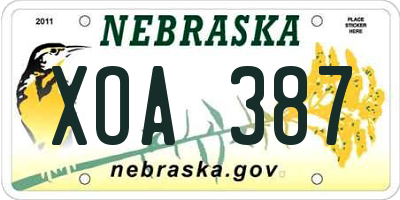 NE license plate XOA387
