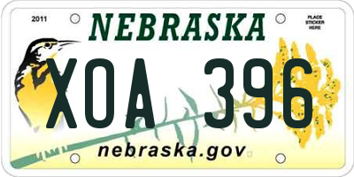 NE license plate XOA396
