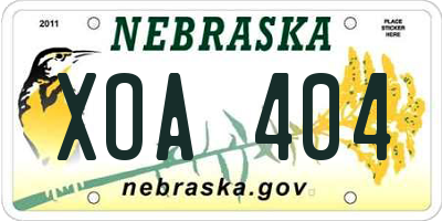 NE license plate XOA404