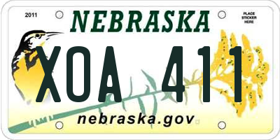 NE license plate XOA411