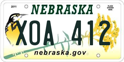 NE license plate XOA412