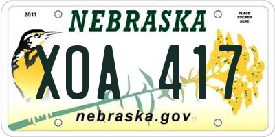 NE license plate XOA417