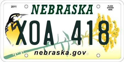 NE license plate XOA418