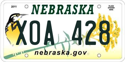 NE license plate XOA428