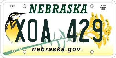 NE license plate XOA429