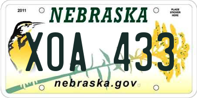 NE license plate XOA433