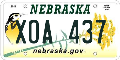 NE license plate XOA437