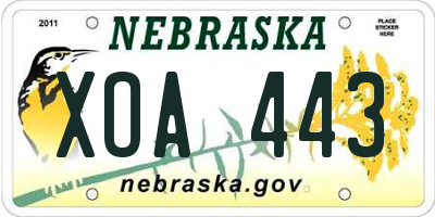 NE license plate XOA443