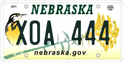 NE license plate XOA444