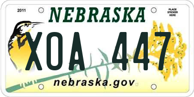 NE license plate XOA447