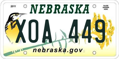 NE license plate XOA449