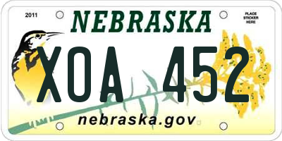 NE license plate XOA452