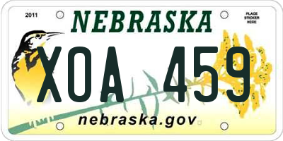 NE license plate XOA459