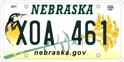 NE license plate XOA461