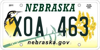NE license plate XOA463