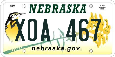 NE license plate XOA467