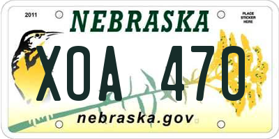 NE license plate XOA470