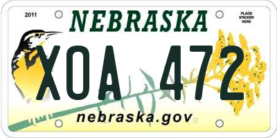 NE license plate XOA472