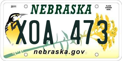 NE license plate XOA473