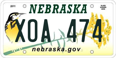NE license plate XOA474