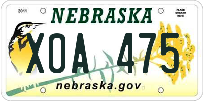 NE license plate XOA475