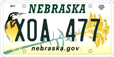 NE license plate XOA477