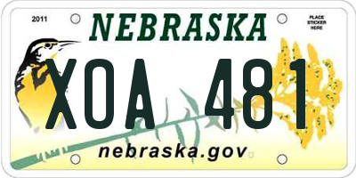 NE license plate XOA481