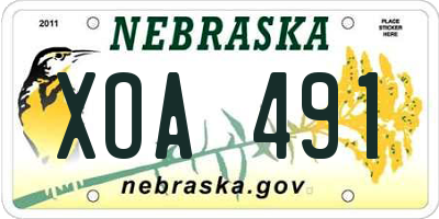 NE license plate XOA491