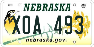 NE license plate XOA493