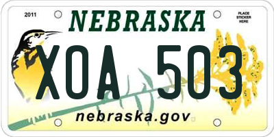 NE license plate XOA503