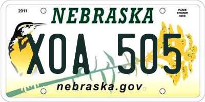 NE license plate XOA505