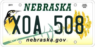 NE license plate XOA508